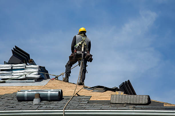 Professional Gutter Installation technician working in Huntington Station, NY
